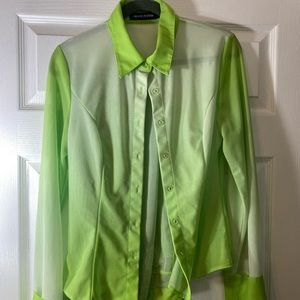 Shane Justin Womens L Lime Green Shirt & Pants Set